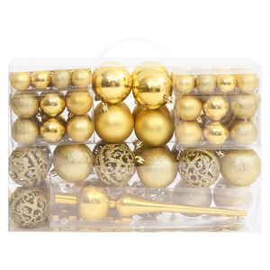 111 Piece Shatterproof Gold Christmas Bauble Set