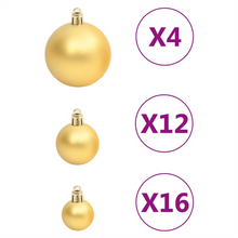 Load image into Gallery viewer, 111 Piece Shatterproof Gold Christmas Bauble Set
