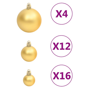 111 Piece Shatterproof Gold Christmas Bauble Set