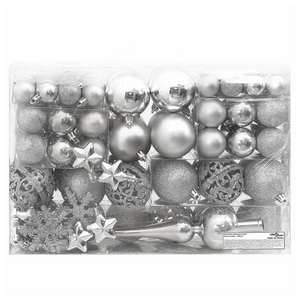 111 Piece Silver Shatterproof Christmas Bauble Set