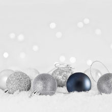 Load image into Gallery viewer, 62 PC Silver And Navy Christmas Baubles Set
