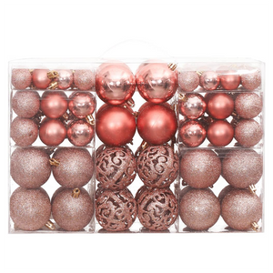 100 pcs Shatterproof Rose Pink Christmas Baubles