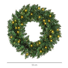 Load image into Gallery viewer, 55CM Pre-lit Christmas Wreath 50 Warm White LED Ideal Xmas Artificial Door Deco
