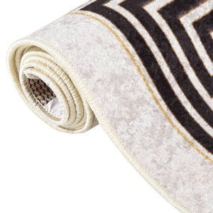 VidaXL Washable Anti Slip Rugs Beige With Black Border