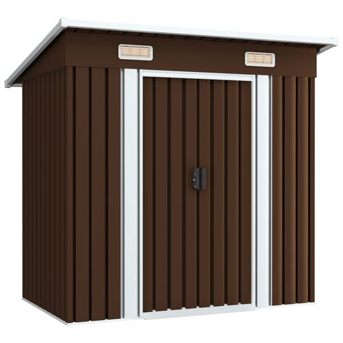 Brown Metal Garden Storage Shed 