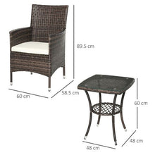 Load image into Gallery viewer, 3 Pcs Brown Rattan Bistro Set: 1 x Table, 2 x Chairs
