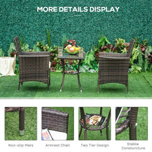 Load image into Gallery viewer, 3 Pcs Brown Rattan Bistro Set: 1 x Table, 2 x Chairs
