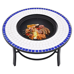 VidaXL Mosaic Fire Pit 68 cm Ceramic Blue And White