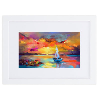 lost at sea oil painting white frame
