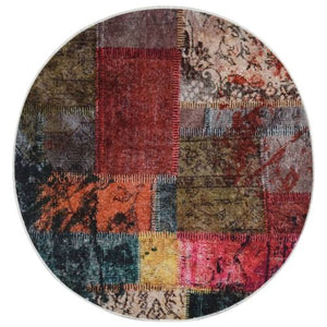 None Slip Machine Washable Round Rug -MULTICOLOURED