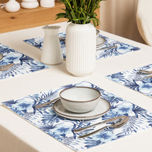 Load image into Gallery viewer, Tropical Vintage Placemat Set -Blue &amp; White
