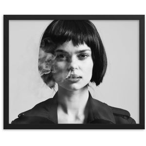 Smoking Lady in Black picture frame