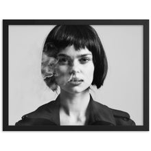 Load image into Gallery viewer, smoking lady black and white photography wall art
