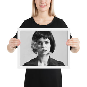 Smoking Lady In Black Framed Poster - AVAILABLE IN BLACK OR WHITE FRAME
