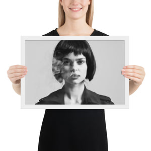 Smoking Lady In Black Framed Poster - AVAILABLE IN BLACK OR WHITE FRAME