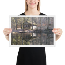 Load image into Gallery viewer, Log Cabin In The Woods Framed Poster - White Frame
