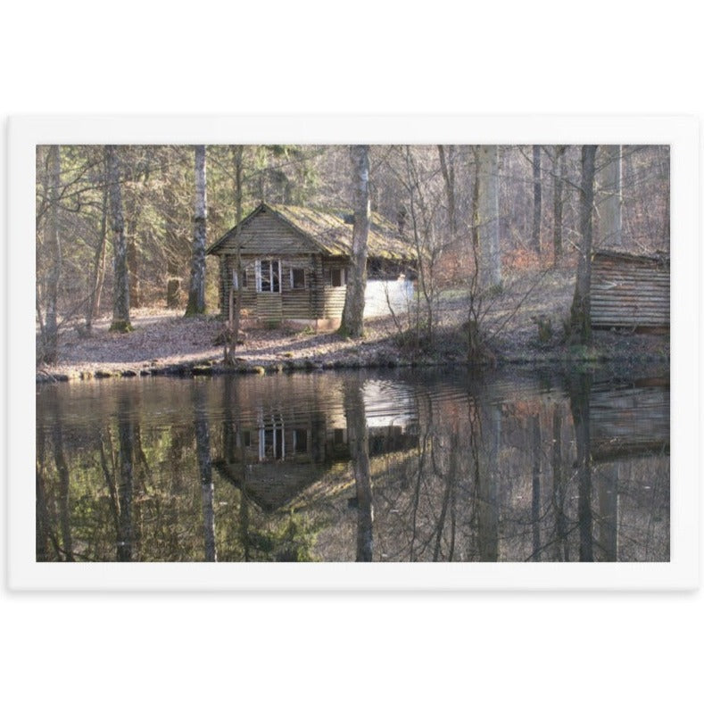 Log Cabin in the woods framed poster