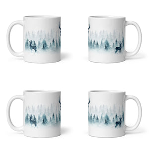 Reindeer White Glossy Christmas Mug