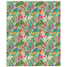 Load image into Gallery viewer, Blue Parrot in the jungle throw over blanket
