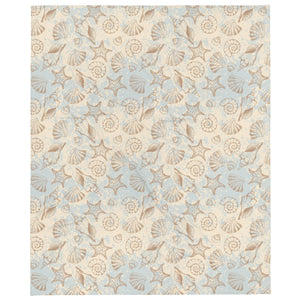 Sandy Sea Shells Cream Throw Over Blanket