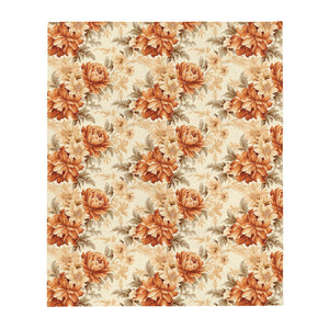 Autumn Flowers Orange Throw Over Blanket