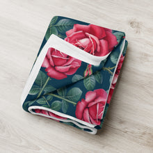 Load image into Gallery viewer, Water Colour Rose Throw Blanket
