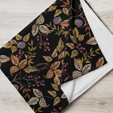 Autumn Leaves Black Throw Over Blanket