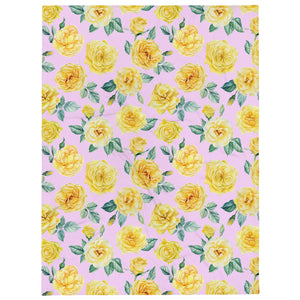 yellow and pink floral blanket