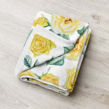 Load image into Gallery viewer, white rose throw blanket folded
