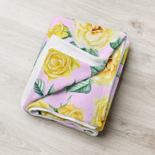 Load image into Gallery viewer, pink and yellow rose blanket folded
