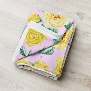 pink and yellow rose blanket folded