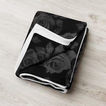 Load image into Gallery viewer, fluffy black rose blanket
