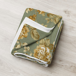 gold rose throw over blanket