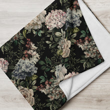 Load image into Gallery viewer, black floral blanket folded
