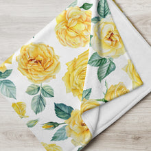 Load image into Gallery viewer, yellow rose throw over blanket folded
