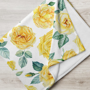 yellow rose throw over blanket folded