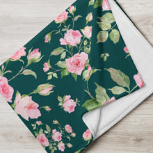 Load image into Gallery viewer, Delicate Rose Throw green Blanket
