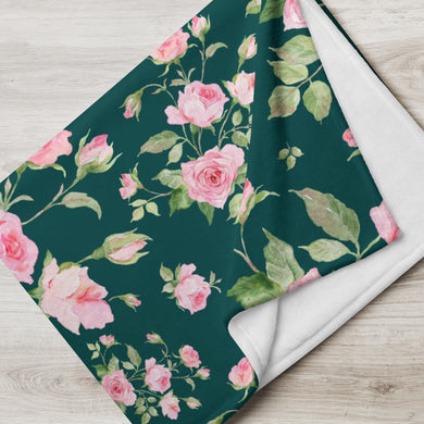 Delicate Rose Throw green Blanket