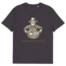 Load image into Gallery viewer, Gardening Grandpa Mens Organic Dark Grey Cotton T-Shirt 
