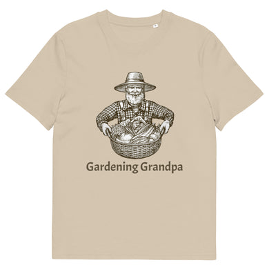 Gardening Grandpa Mens Organic Beige Cotton T-Shirt