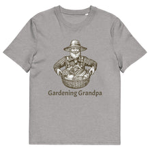 Load image into Gallery viewer, Gardening Grandpa Mens Organic Light Grey Cotton T-Shirt 
