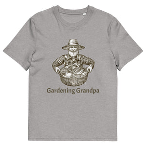 Gardening Grandpa Mens Organic Light Grey Cotton T-Shirt 