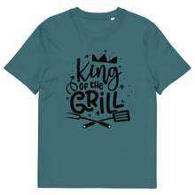 Load image into Gallery viewer, King Of The Grill Mens Turquoise Organic Cotton T-Shirt 
