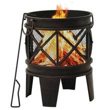 Load image into Gallery viewer, Rustic Round Fire Pit with Poker 42 x 54 cm Steel
