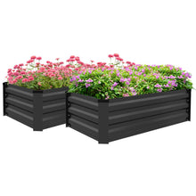 Load image into Gallery viewer, Outsunny Set of 2 Galvanised Raised Garden Bed for Flowers, Herbs and Vegetables
