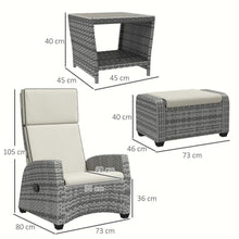 Load image into Gallery viewer, Outsunny 5 PCs Grey Rattan Garden Furniture Set with Reclining Garden Seats And Table
