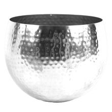 Load image into Gallery viewer, Large Silver Metal Planter 22 x 18cm Hammered Silver Colour Straight Edge
