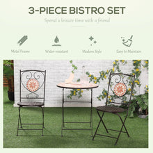 Load image into Gallery viewer, Outsunny 3-Piece Bistro Set Mosaic Outdoor Round Table And 2 Chairs
