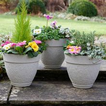 Load image into Gallery viewer, Pack of 3 Floral Sandstone effect Planters
