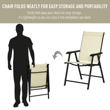 Load image into Gallery viewer, Set of 2 Beige Metal Fold Up Garden Chairs
